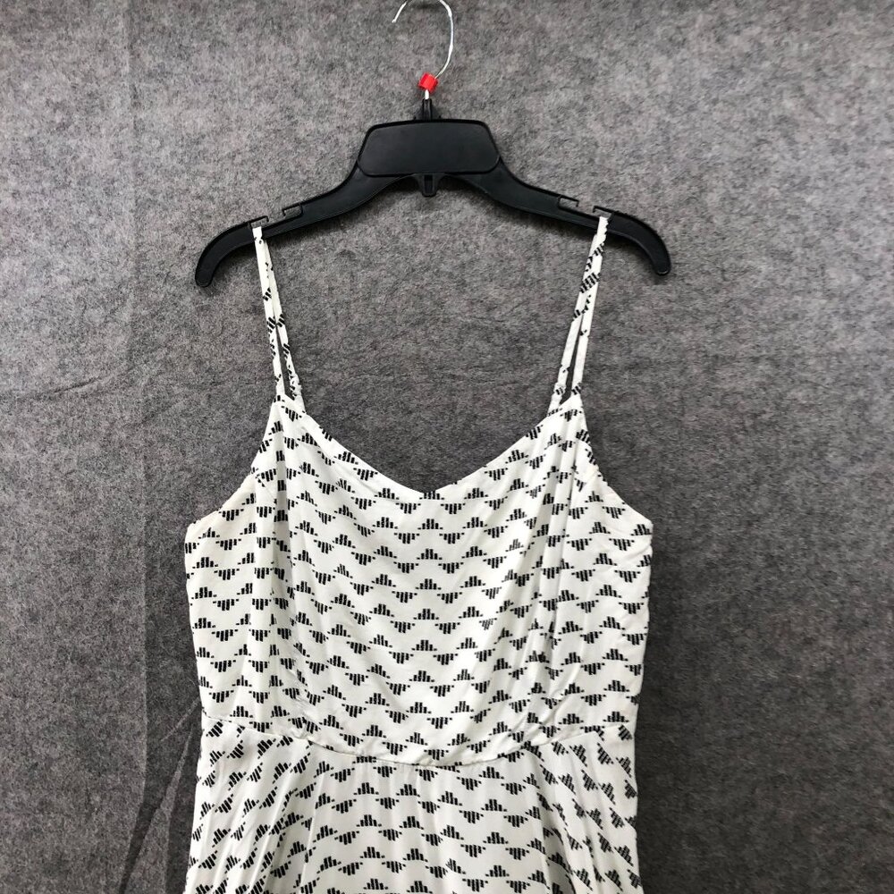 Old Navy Cami Dress Womens L White Black Printed Knee Length A-Line Rayon V-Neck - Picture 3 of 10